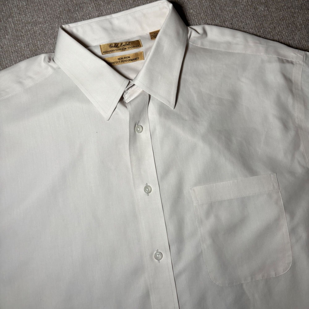 Roundtree & Yorke Gold Label Mens XL White Non-Iron Cotton Short Sleeve Shirt - Picture 2 of 7